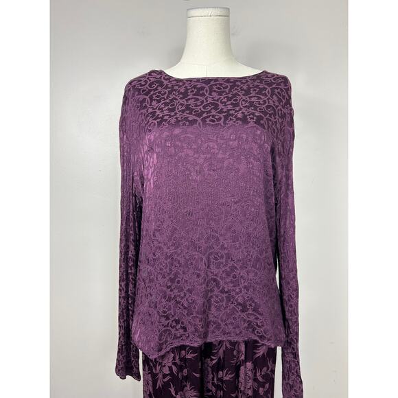 CP Shades Sausalito 2 Piece Floral Pants Set Purple Medium Whimsigoth Lagenlook - Picture 5 of 9